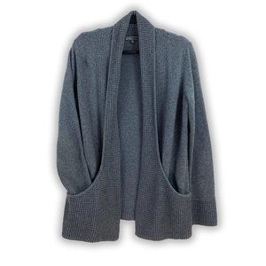 89th & Madison Gray Open Front Cardigan Sweater Pockets XL